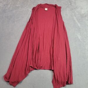 Supernova Vest Womens Large Burgundy Ribbed Open Front Sharkbite Hem Boho Made